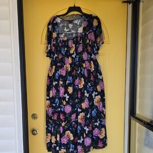 Torrid Floral Dress with Blue and Pink Accents